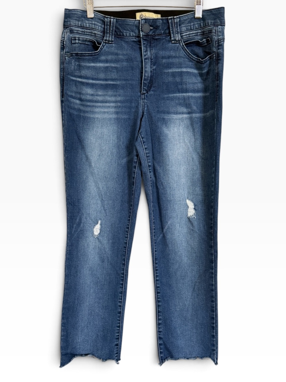 Democracy Ab Solution Jeans Womens 12 Distressed Straight Leg Raw Hem